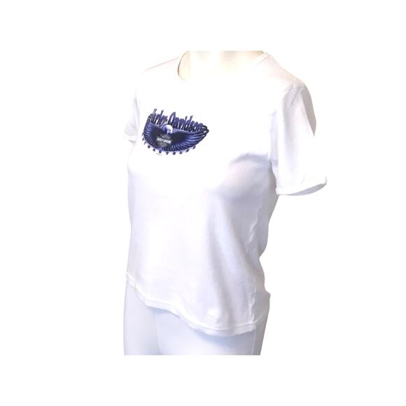 Harley Davidson Chandler AZ Women's T-Shirt Med White/Blue - Picture 3 of 7